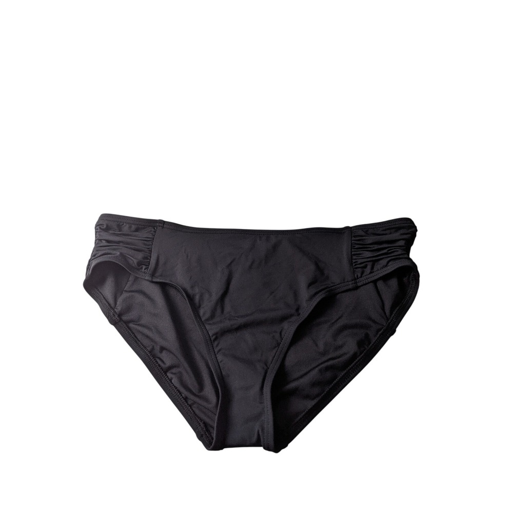 Soma Intimates Womens Black Ruched Side Bikini Swim Bottom Size Large New